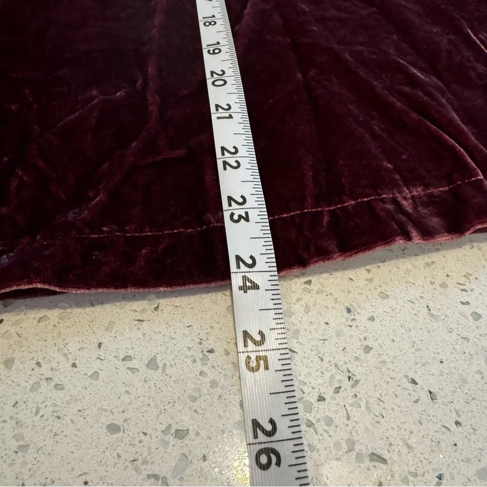 LOFT Crushed Velvet Top Burgundy Puff Sleeve Square Neck NWT XL Petite